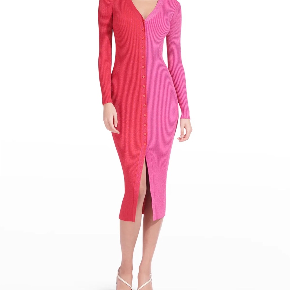 STAUD Shoko Sweater Dress | Lava/Peony